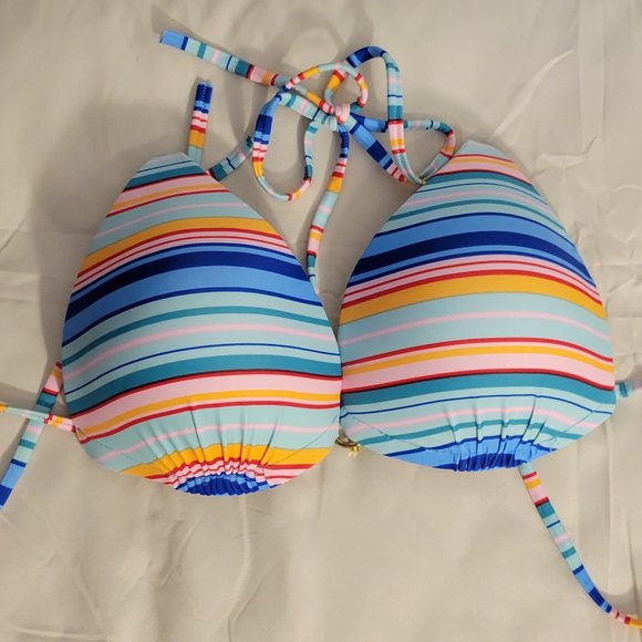 COLORFUL STRIPED BIKINI TOP - Picture 6 of 7